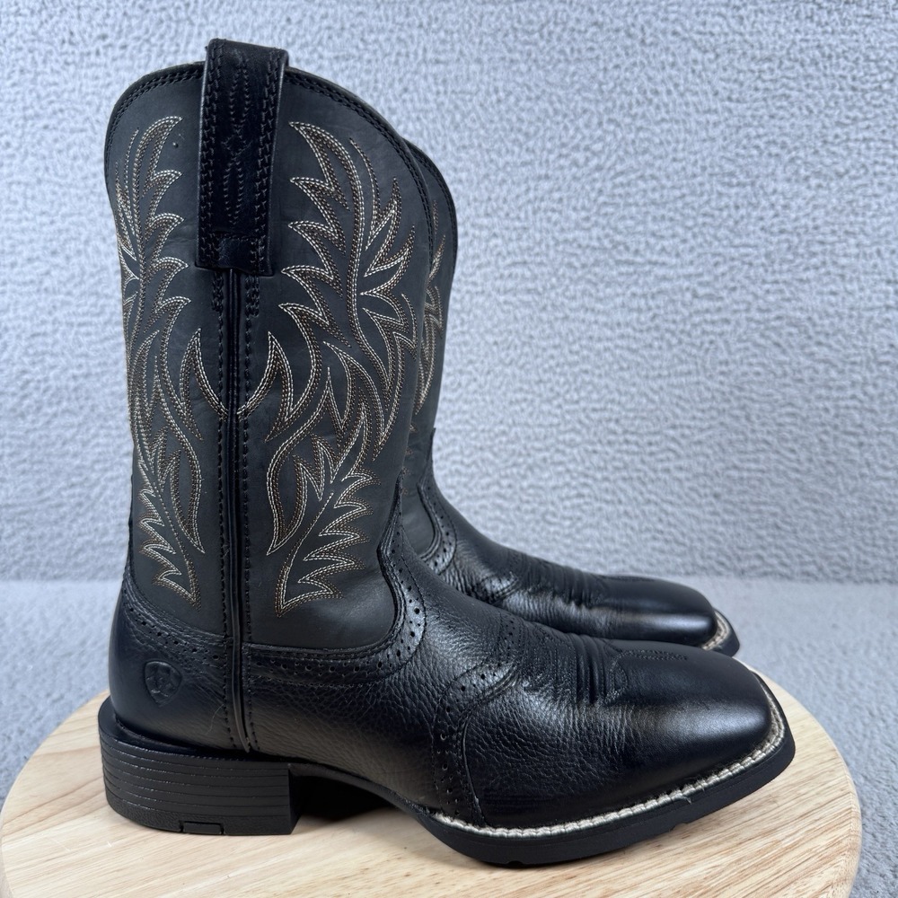 Ariat Sport Western Wide Square Toe 11in Black Deertan Boots Mens 7.5 D 10016292